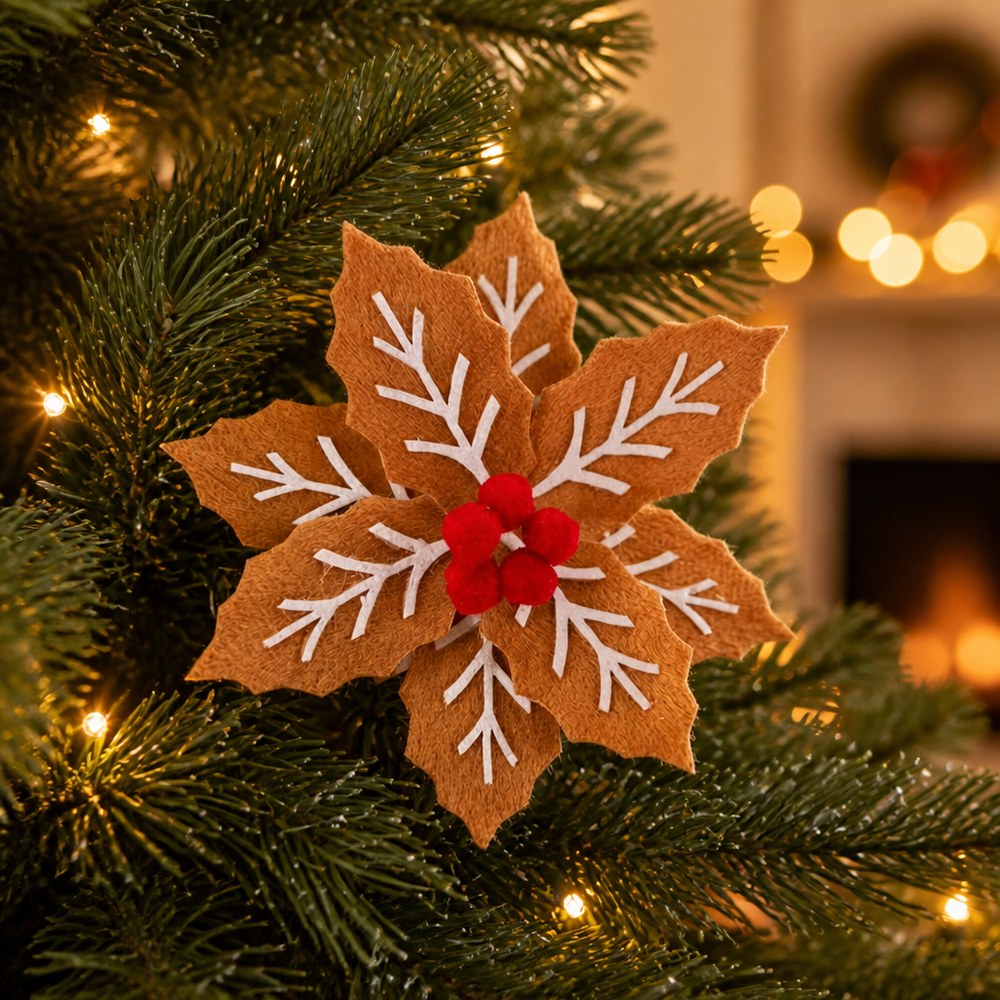 15cm Felt Snowflake Artificial Christmas Flower Ornament for Tree Decoration