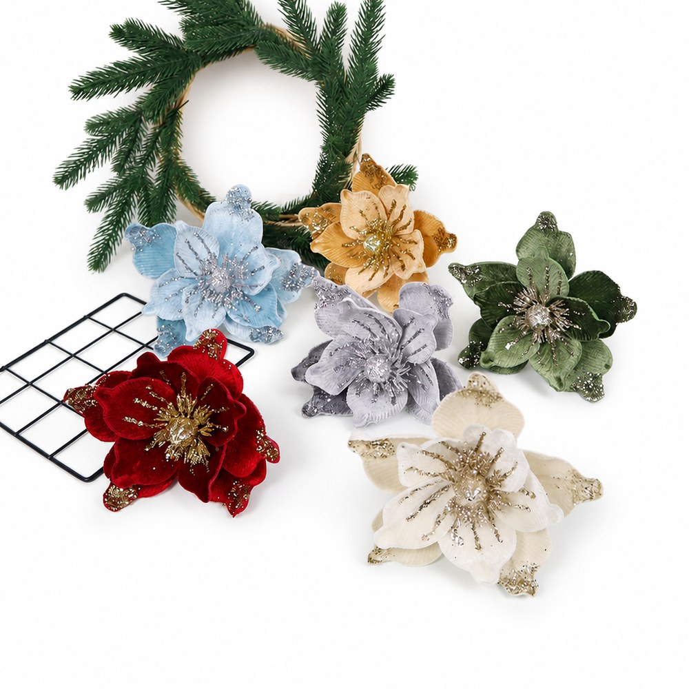 18cm Velvet Artificial Christmas Flower Pick