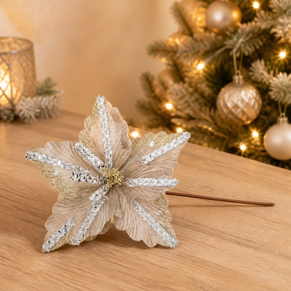 23cm Artificial Christmas Flower for Christmas Tree Decoration