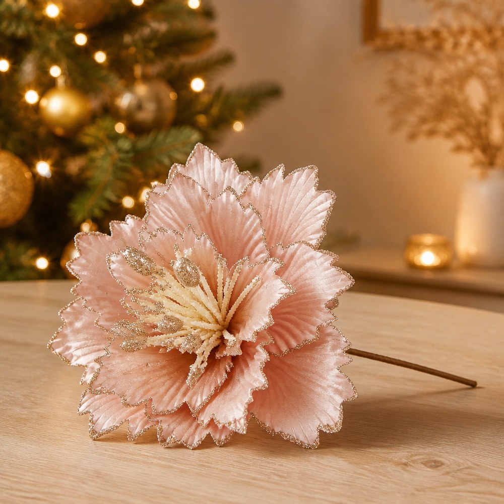 30cm Dusted Artificial Christmas Flower for Home Decoration
