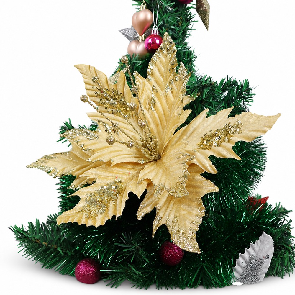 32cm Glitter Velvet Artificial Christmas Flower Pick