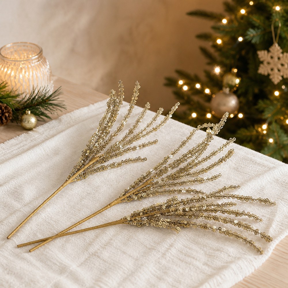 55cm Glitter Artificial Christmas Spray for Christmas Tree Decoration