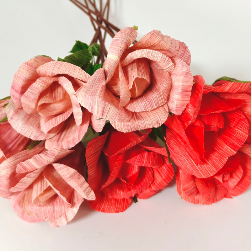 298-Corn_Husk_Flower-Corn Husk Mum Pompon Bouquet - Natural