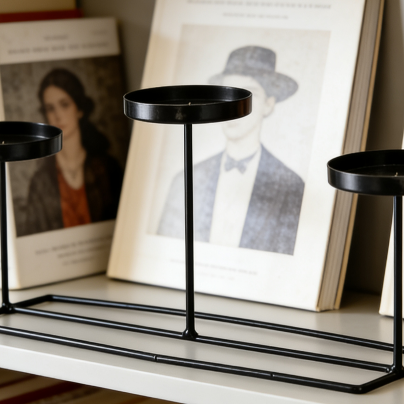 Three-Cup Iron Candelabra Candle Holder