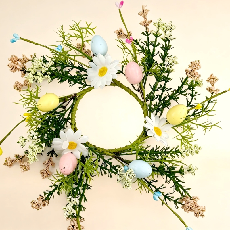 Pastel Spring Wreath with Soft Pink and Cream Blooms