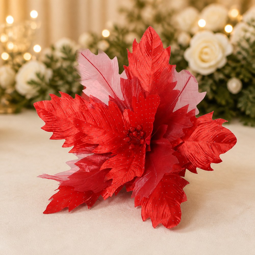 80cm Artificial Christmas Flower Cloth Decorative Floral Accent for Wedding and Home