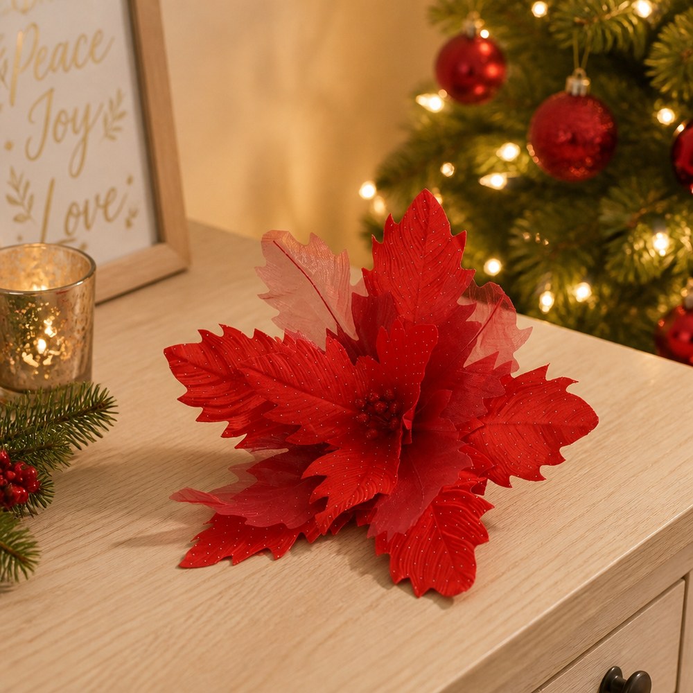 80cm Large Velvet Artificial Christmas Flower for Party and Wedding Decoration