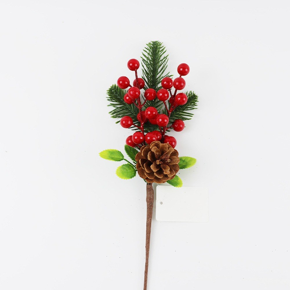 Artificial Pine Cone & Red Berry Christmas Pick - 5 Styles