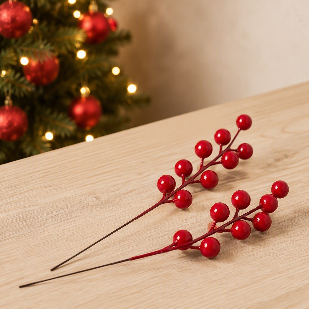 Artificial Red Berry Spray for Christmas and New Year Decoration